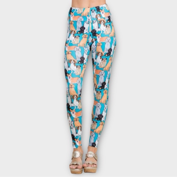 L.A Soul Legging in Colorful Dog Print Women’s Size M - Picture 1 of 6